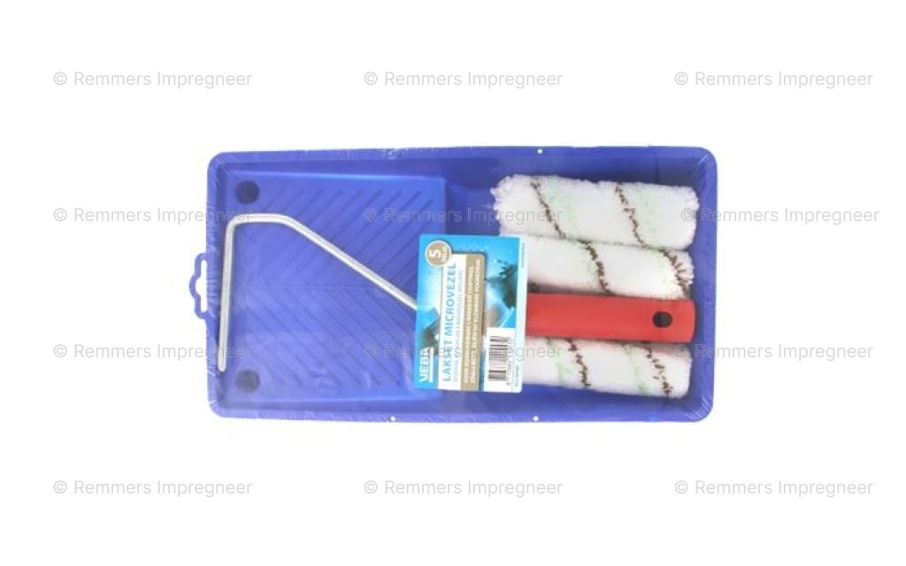 Beits - Olie Lakset 5-delig van Remmers Impregneer inclusief verfbak, verfbeugel en 3 microvezelrollers voor professioneel schilderwerk.