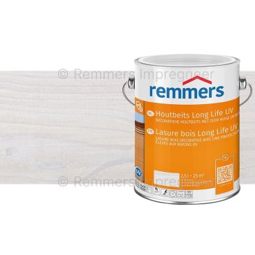 Proef op Douglas hout, Transparante Houtbeits Long Life UV Wit, 2,5 liter verpakking
